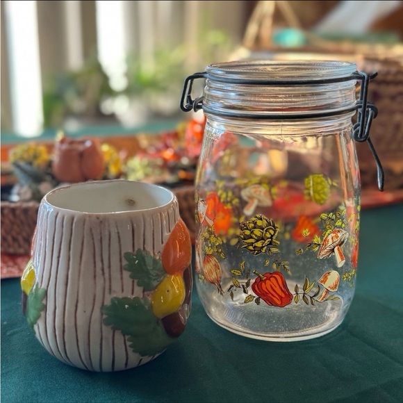 Vintage Mushroom Themed Glass Jar and Ceramic Mug Set - Picture 6 of 11